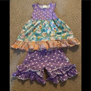 Smocked Disney outfit w Ruffle shorts